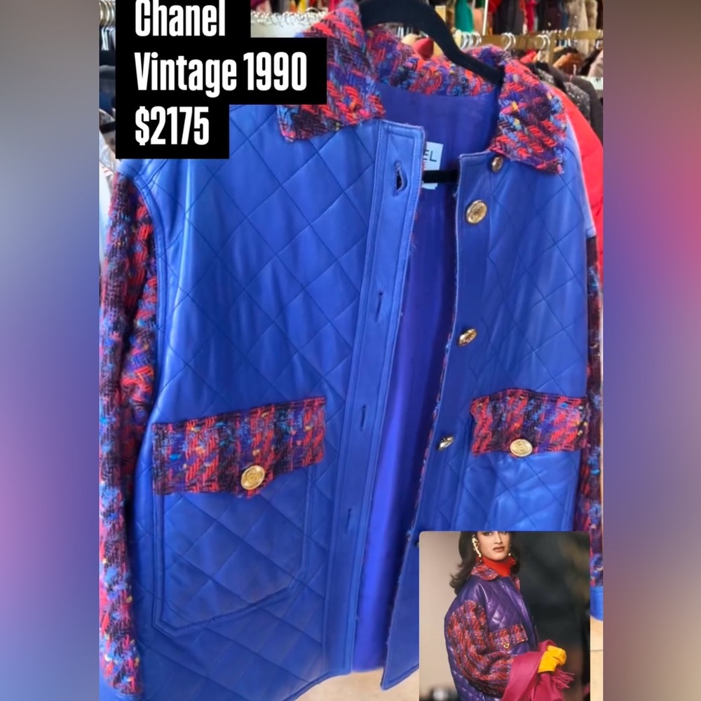 Authentic Chanel leather and tweed jacket, A/W, 1990-91,